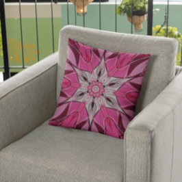 Cojín Decorativo Personalizado Mandala Flor rosa y blanco