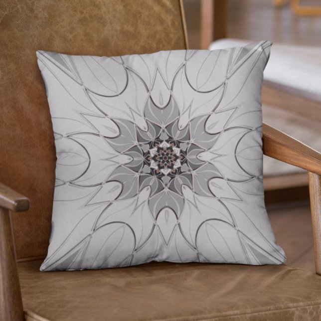 Cojín Decorativo Personalizado Mandala Flower Gray (Subido por el creador)