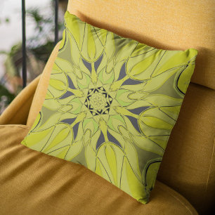 Cojín Decorativo Personalizado Mandala Flower Green