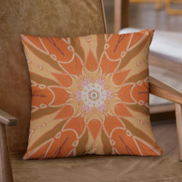 Cojín Decorativo Personalizado Mandala Naranja de flores y rosa
