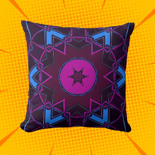Cojín Decorativo Personalizado Mandala Púrpura Rosa y Azul