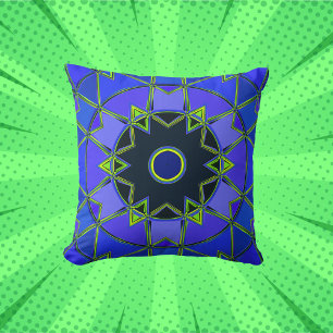 Cojín Decorativo Personalizado Mandala Verde Azul y Negro