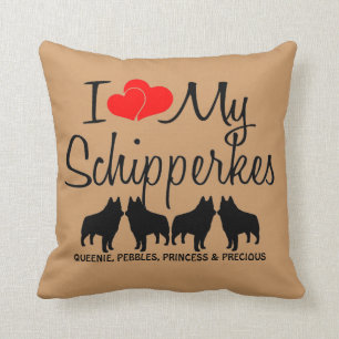 Cojín Decorativo Personalizado Me Encanta Mis Cuatro Schipperkes