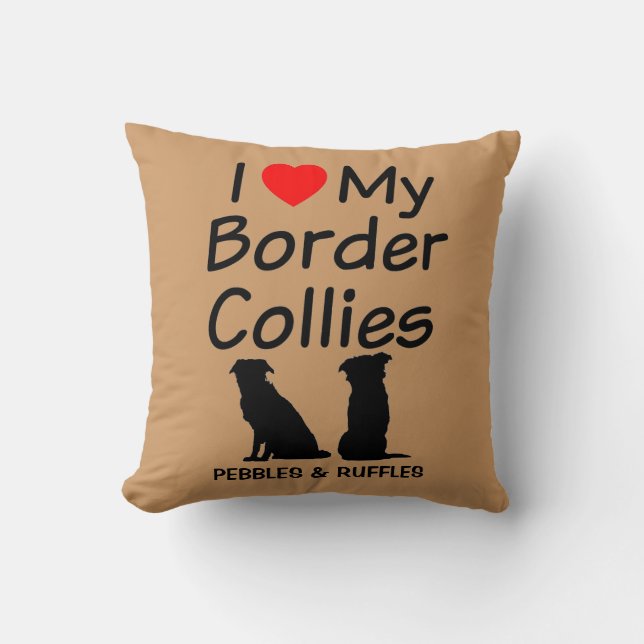Cojín Decorativo Personalizado Me Encanta Mis Dos Perros De Collie  (Anverso)