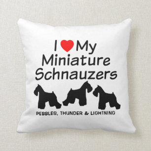 Cojín Decorativo Personalizado Me Encantan Mis TRES Schnauzers Mini