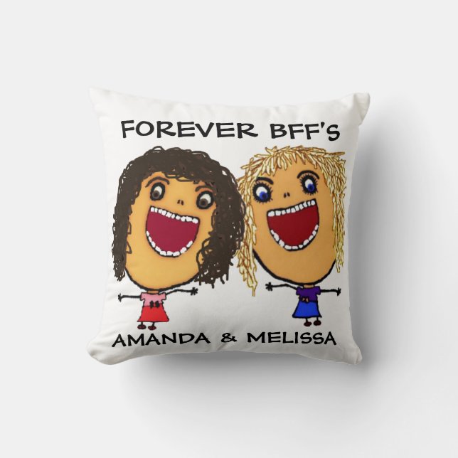 Cojín Decorativo Personalizado Mejor Amigo BFFs Blonde y Brunette (Anverso)