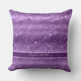 Cojín Decorativo Personalizado Moda Patrón Purpurina Purple Silver 