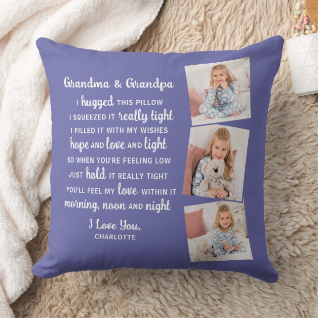 Cojín Decorativo Personalizado moderno 3 Poema foto Abuela Abuelo (Manta)