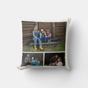 Cojín Decorativo Personalizado moderno Tres Collage de fotos famili