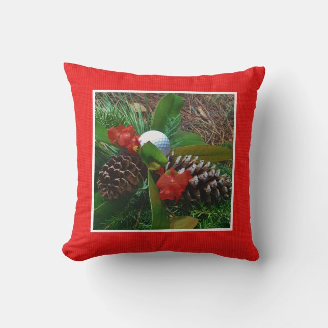 Cojín Decorativo Personalizado MONOGRAM sólido Rojo añadir foto (Anverso)