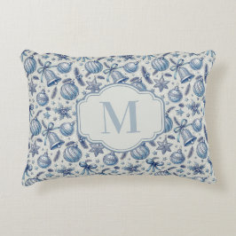 Cojín Decorativo Personalizado Monograma Blue Toile Ornamentos de N
