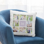 Cojín Decorativo Personalizado Monograma Collage de fotos simple cu<br><div class="desc">Una almohada blanca monograma con 8 fotos cuadradas dispuestas en una cuadrícula en la parte delantera y trasera, lo que hace un total de 16 fotos que se pueden reemplazar con fotos propias. También puede añadir su familia inicial para el monograma y cambiar el color de fondo del cuadro monograma...</div>