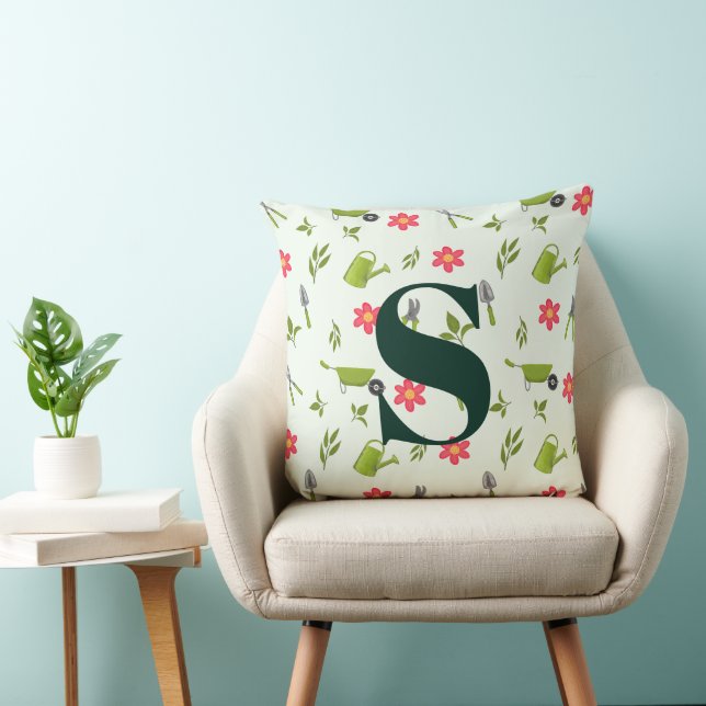 Cojín Decorativo Personalizado Monograma Green Gardening (Silla)