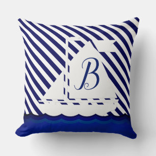 Cojín Decorativo Personalizado Monograma moderno de velero
