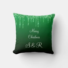 Cojín Decorativo Personalizado Monograma Navidades verdes Perforaci