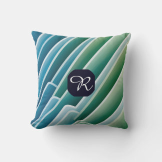 Cojín Decorativo Personalizado Monograma Resumen moderno Verde azul