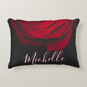 Cojín Decorativo Personalizado monograma rojo rosa vintage fotograf