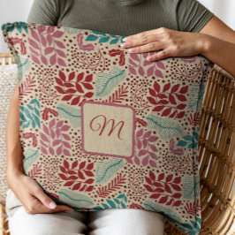 Cojín Decorativo Personalizado Monograma Vintage Floral Navidades í