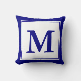 Cojín Decorativo Personalizado Monogramada Marina Azul y Blanco