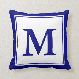 Cojín Decorativo Personalizado Monogramada Marina Azul y Blanco