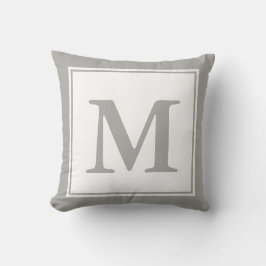 Cojín Decorativo Personalizado Monogramado blanco y gris