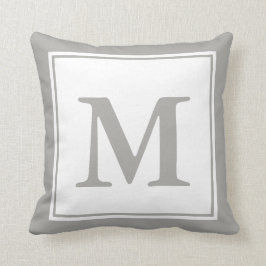 Cojín Decorativo Personalizado Monogramado blanco y gris