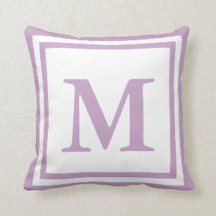 Cojín Decorativo Personalizado Monogramado Blanco y Lilac