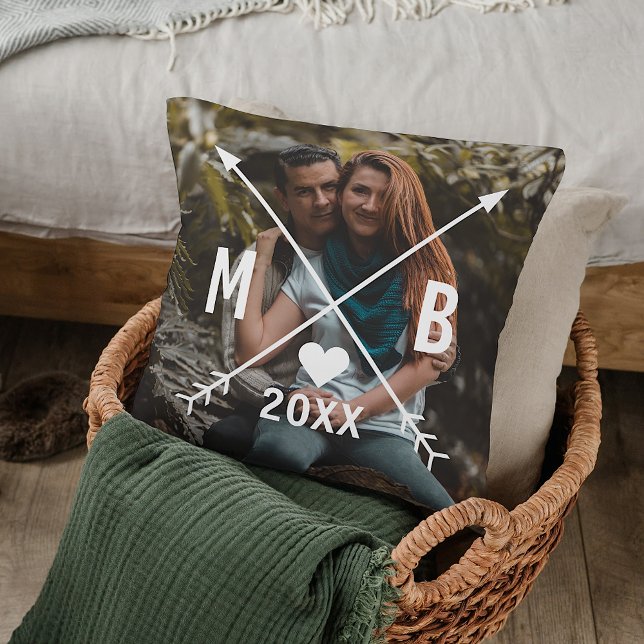 Cojín Decorativo Personalizado Monogramas Love Heart Arrows 2025 (Subido por el creador)