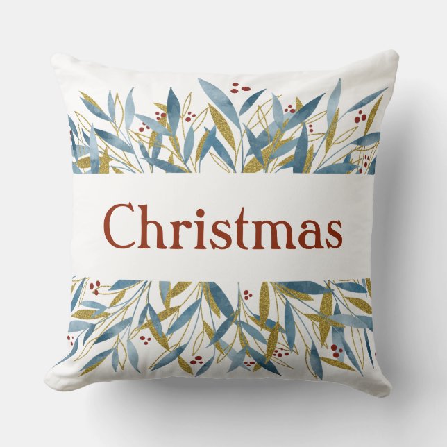 Cojín Decorativo Personalizado Navidades de invierno ramifica marco (Anverso)