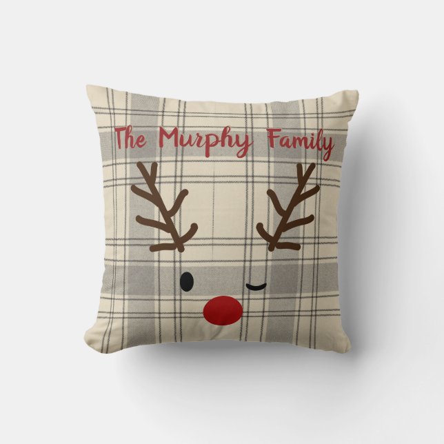 Cojín Decorativo Personalizado Navidades Reindeer Familia Lumberjac (Anverso)