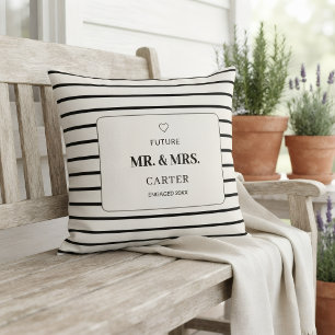 Cojín Decorativo Personalizado negro y blanco a rayas al aire libre