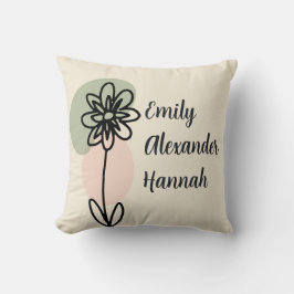 Cojín Decorativo Personalizado Nietos Nombres de líneas florales mí