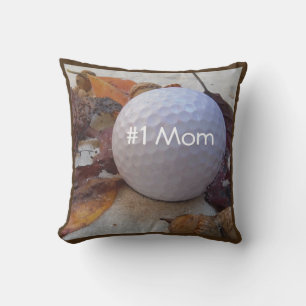Cojín Decorativo Personalizado- Nombre bola blanca de golf hojas de