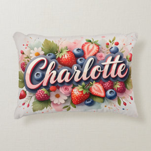 Cojín Decorativo Personalizado Nombre Floral de Berry Pillow "Charl