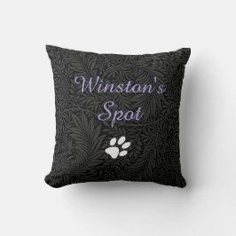 Cojín Decorativo Personalizado Nombre Mascota Negro Floral Lavanda 