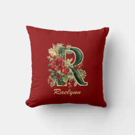 Cojín Decorativo Personalizado Ornate Monograma R Navidades Red Gol