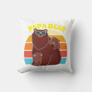 Cojín Decorativo Personalizado Papa Oso Padre Niños Nombres Vintage