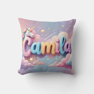 Cojín Decorativo Personalizado Pastel Unicornio Nombre Pillow