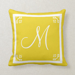 Cojín Decorativo personalizado personalizado MONOGRAM con mostaza s