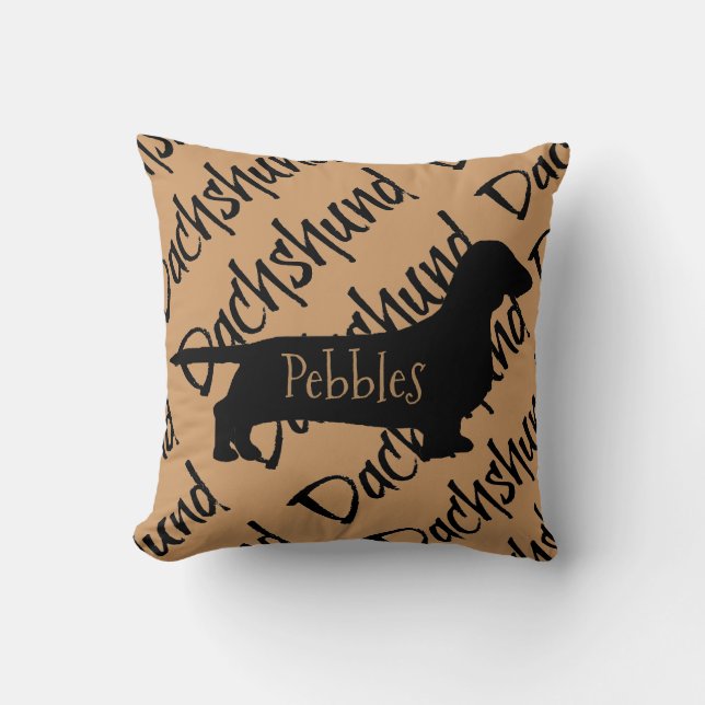 Cojín Decorativo Personalizado Pillow de Dachshund Dog Silhouette (Anverso)