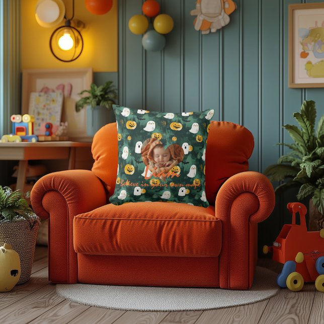 Cojín Decorativo Personalizado Pillow de Halloween con nombre y fot (Subido por el creador)