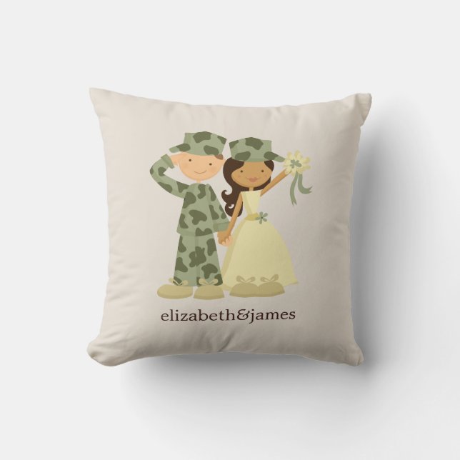 Cojín Decorativo Personalizado Pillow, soldado y Boda de novia (Anverso)