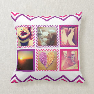 Cojín Decorativo Personalizado Pink Purple Chevron Instagram