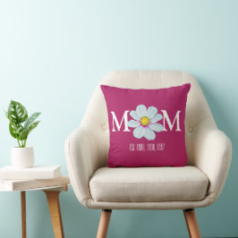 Cojín Decorativo Personalizado Pintada Madre Floral Blanca Y Rosa E