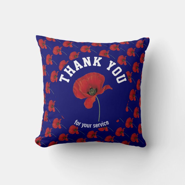 Cojín Decorativo Personalizado Poppy Gracias Veteranos (Anverso)