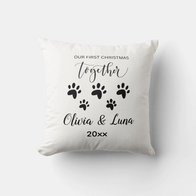 Cojín Decorativo Personalizado Primer regalo de gatos de Navidad (Anverso)