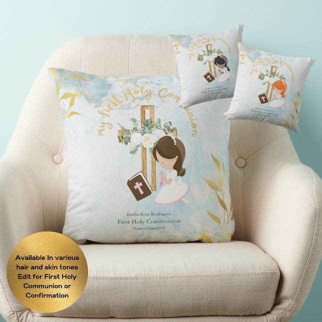 Cojín Decorativo Personalizado Primero Comunión Santa Chica de pelo (Subido por el creador)