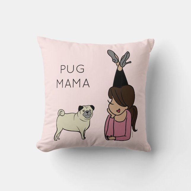 Cojín decorativo personalizado Pug Mama (Anverso)