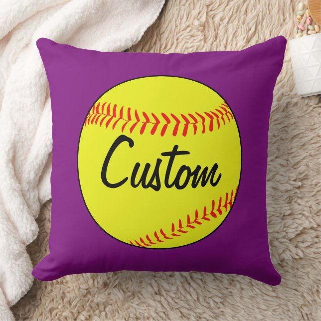 Cojín decorativo personalizado Purple Softball (Manta)