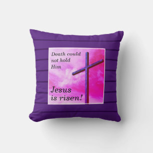 Cojín Decorativo Personalizado Púrpura JESUS ES RISEN Easter